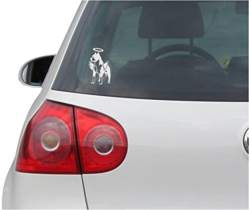 INDIGOS UG Pegatinas/Pegatinas - JDM - Die Cut - Pitbull Dog Angel with Wings Decal Window Sticker - Plata - 88mmx 149mm