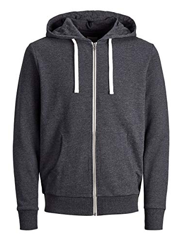 Jack & Jones Jjeholmen Sweat Zip Hood Noos Sudadera, Gris (Dark Grey Melange), Small para Hombre