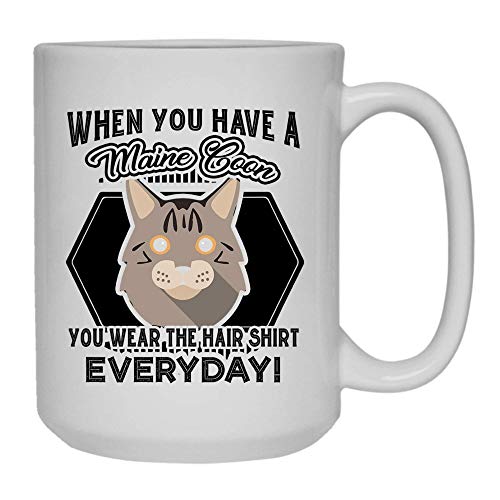 jingqi Have Maine Coon Cat Taza de café, Taza de cerámica, Taza de té Blanco 11 oz I8YNFW