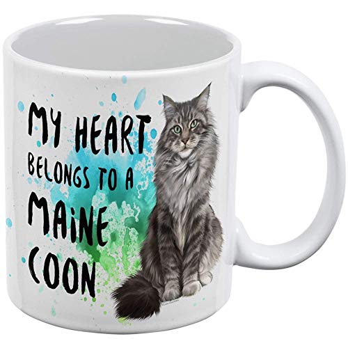 jingqi Mi corazón Pertenece Maine Coon Cat White All Over Coffee Mug MAQPHY