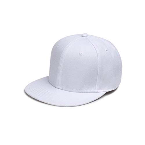 JKLGNN Unisex Sombrero de Hip Hop Hombres Mujeres Gorras de Béisbol Snapback Sombrero de Sol Visillo de ala de Banda de Música de Rock para Festival de Música,White