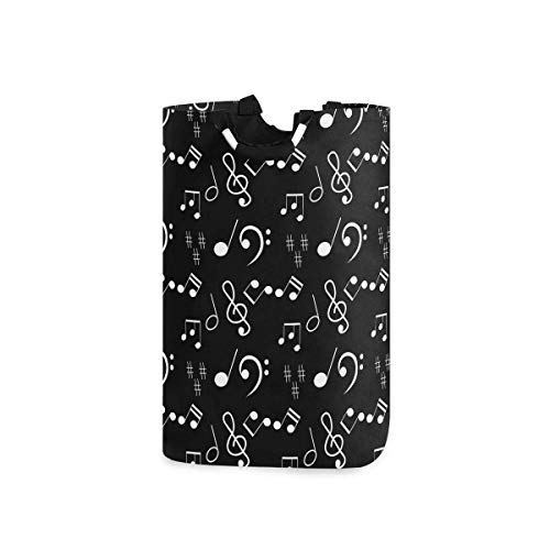 JULOE Plegable Cestas de Ropa Música negroCesto para la Colada Impermeable Bolsa Bin Cesto Juguete Organizador 50L