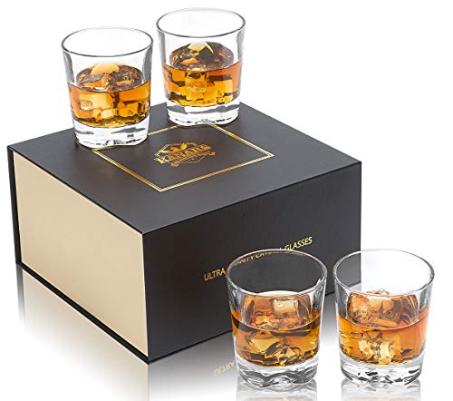 KANARS Vasos de Whisky, Copas de Whisky Cristal 100% Sin Plomo, Caja de Regalo de Lujo, 230 ml, 4 Piezas