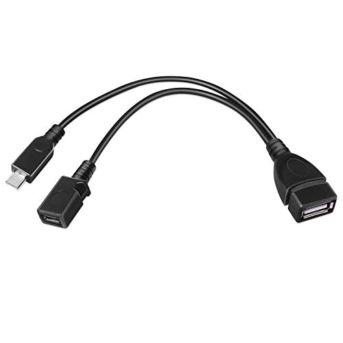 KIMILAR Adaptador de USB de Cable Divisor Micro USB Y en ángulo Splitter Cable de Potencia OTG Power Enhancer Charging Converter