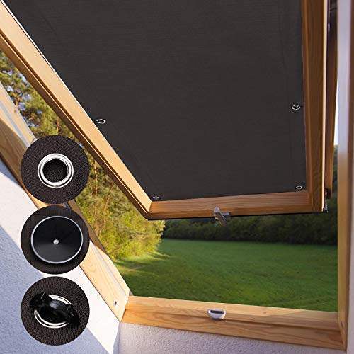 KINLO Protección Solar térmica para Ventanas detecho Protección térmica para Interiores sin taladrar y sin Pegamento Gran selección para Ventanas Velux CK04-38 x 75cm - Castaño