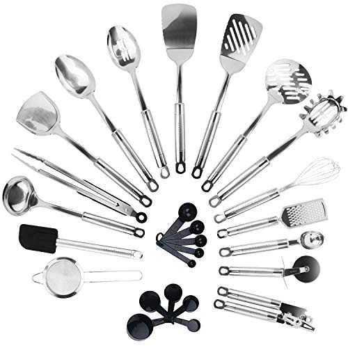 Kronenkraft - Juego de utensilios de cocina de acero inoxidable (26 piezas)