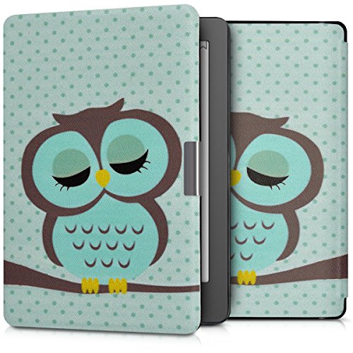 kwmobile Funda Compatible con Kobo Aura Edition 2 - Carcasa para e-Reader de Piel sintética - Turquesa/marrón/Menta