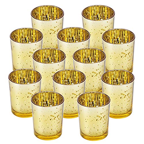 LA BELLEFÉE Vasos de Vela Decorativas, Candelabro Vidrio para Veladoras Aromáticas, Decoración Casera, para Velas de Valentín, Boda, Adorno de Mesa-Oro