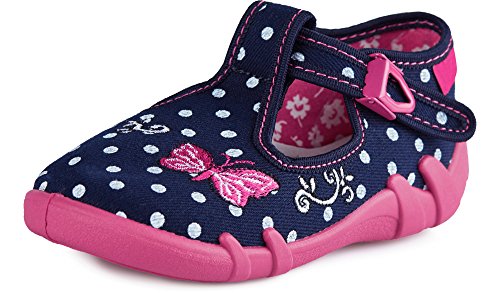 Ladeheid Zapatillas Pantuflas Unisex Niños Niñas LARB001 (Azul Oscuro Puntos, 21 EU)