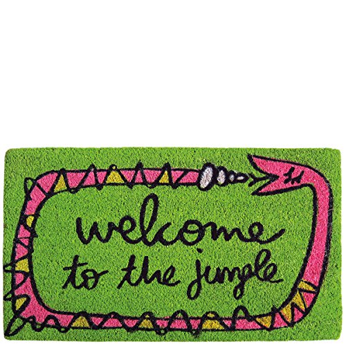 Laroom Felpudo diseño Welcome To The Jungle, Jute & Base Antideslizante, Verde, 40x70x1.8 cm