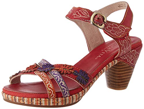 LAURA VITA Beclforto 02, Sandalias con Punta Abierta Mujer, Rojo (Rouge Rouge), 40 EU