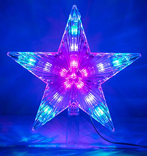 LAWOHO Adorno para árbol de Navidad Estrella Multicolor Intermitente 31 LED Adorno navideño en la Copa del árbol Fiesta Interior Decoración del hogar 8.7 Pulgadas
