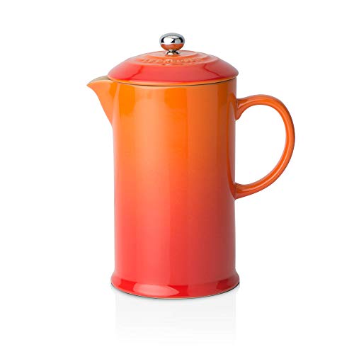 Le Creuset Cafetera Francesa con Prensa de Acero Inoxidable, Cerámica de gres, Naranja(Volcánico), 800 ml