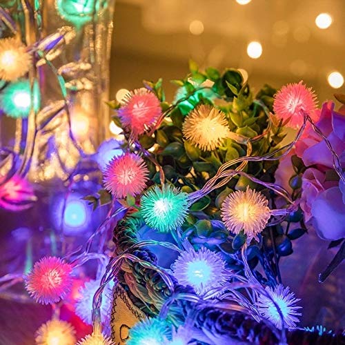 LED Navidad Flor Festival Día Luz Bola de pelo Diente de león LED Cuento de hadas Decoración Cadena de luz Batería 2m10 leds