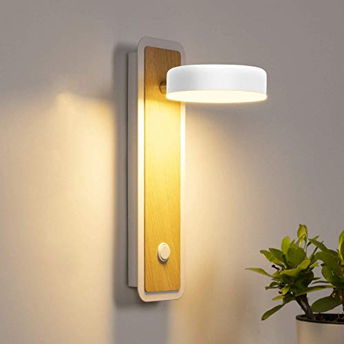 LEDMO 12 W Lampara de Pared LED de Moderno 3000K-6000K regulable, Aplique Pared Interior Grano de madera retro moderna