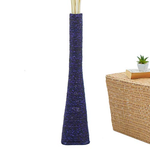 Leewadee jarrón de Suelo Grande – Florero Alto y Hecho a Mano de Madera exótica y Rafia, Recipiente de pie para Ramas Decorativas, 75 cm, Azul