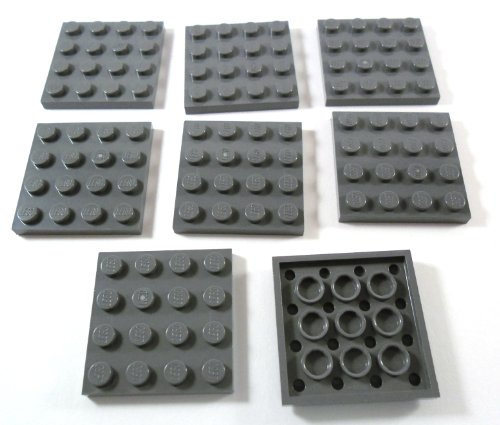 LEGO Bricks - Plancha (8 Unidades, 4 x 4 pivotes), Color Gris Oscuro Nuevo