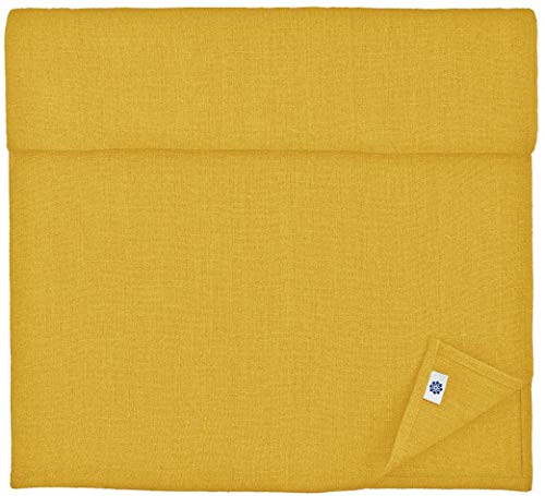 Linen & Cotton Camino de Mesa Varios Calores Hygge - 100% Lino, Amarillo Mostaza (40 x 200 cm) Correa Tapiz Decoración de Mesa de Madera Rectangular Lavable para el Hogar Cocina Restaurante Navidad