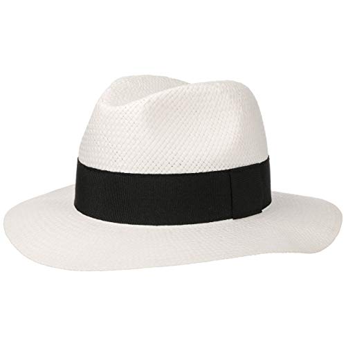 Lipodo Traveller de Paja White Mujer/Hombre - Sombrero Sombreros Hombre músico con Banda Grosgrain Primavera/Verano - S (54-55 cm) Blanco