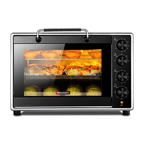 LKNJLL Convección encimera Horno Tostador, Incluye Bandeja de Hornear, 40 L Horno eléctrico, Hogar Multi-Función Hornear Caja, Independiente de la Temperatura de Control, de Acero Inoxidable/Negro