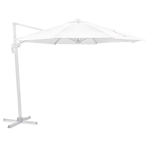 LOLAhome Parasol excéntrico Tiber Hexagonal Blanco de Aluminio de Ø 350 cm