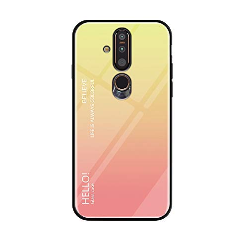 MadBee Funda para Nokia X71 [con Protector de Pantalla],9H Cristal Templado [Mármol] [Resistente a los Arañazos] + Borde de TPU Silicona Suave Fundas Case Cover (Amarillo)