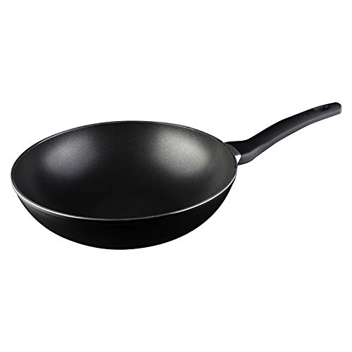 MasterChef 525504 Wok, Revestimiento antiadherente, Asas ergonómicas, Resistente al calor, 28 cm, Aluminum