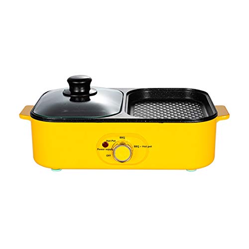 Mini Parrilla Eléctrica Y Olla Caliente Con Sartén Para Parrilla Sin Humo De Escritorio Con Revestimiento Suizo Cocina De Una Pieza Con Capacidad Para 1-4 Personas C