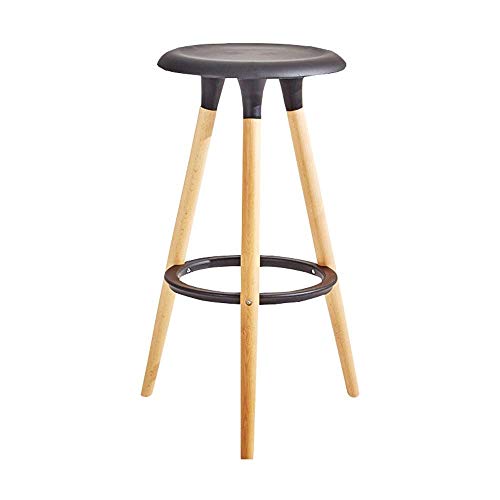 MJY Silla de bar de madera maciza para el hogar Taburete de bar Minimalista moderno Moda nórdica Taburetes altos Silla Eames Silla de bar hgf/Negro