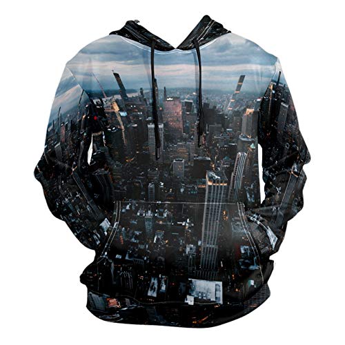 Moda 3D impresión aérea apartamento ciudad patrón unisex suéter fresco sudaderas con bolsillo canguro para hombres y mujeres