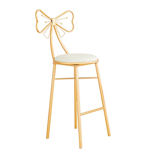 Moderno Minimalista Bar Alto Taburetes Silla nórdica Moda Creativa Nudo de Lazo Casa Restaurante Cena Golden Metal Taburete (tamaño : 103cm)