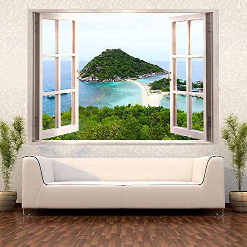 murando - Ilusion Optica 3D 140x100 cm - Fotomural Poster Finestra - Fotomurales Papel pintado - Quadro Mar Playa Duna