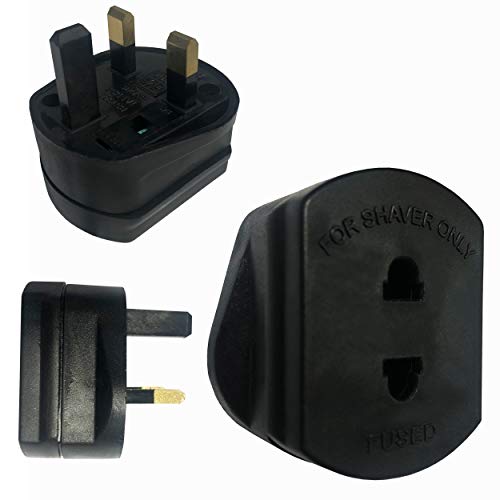 Negro 2 Pin al Adaptador de Afeitado UK / 1A Fusible Reino Unido a 2 Pinector de Afeitar Eléctrico / iCHOOSE