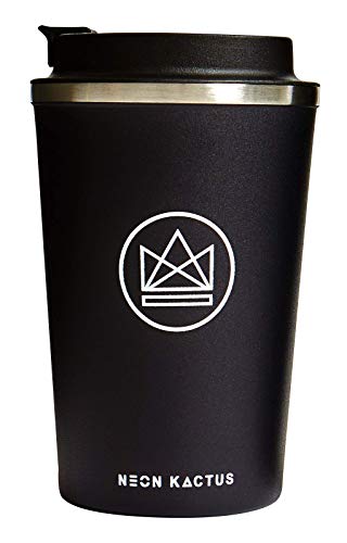 Neon Kactus Taza de café reutilizable aislante/taza de viaje – Rock Star 380 ml