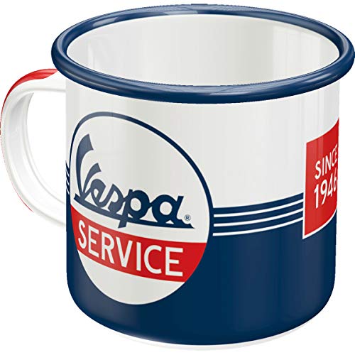 Nostalgic-Art 43214 - Taza esmaltada retro Vespa – Servicio – Idea de regalo para fans de scooters, taza de camping, 360 ml, diseño vintage