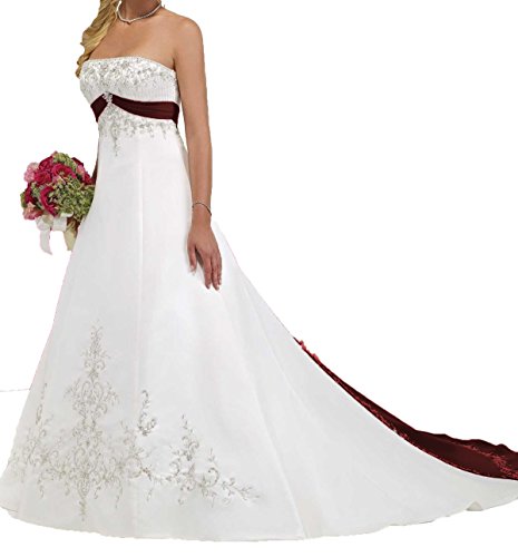 O.D.W.Satin Strapless bordado una línea corsé vestidos de boda vintage vestidos de novia