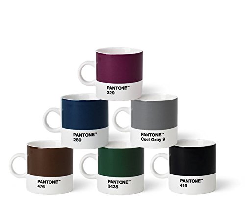 Pantone Juego de tazas de espresso de porcelana, color natural, 6,1 x 6,1 x 8,2 cm