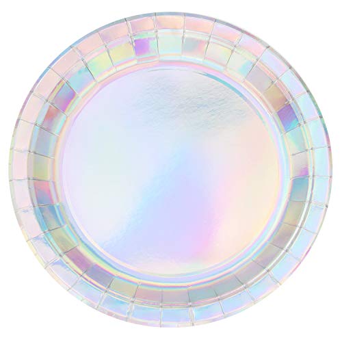 Paquete de 100 Platos de Aluminio Brillante Platos Color Plateado Gris Desechables Redondos de 9 Pulgadas Accesorios para Comida de Fiesta, Cena, Almuerzo, Postre o Aperitivo