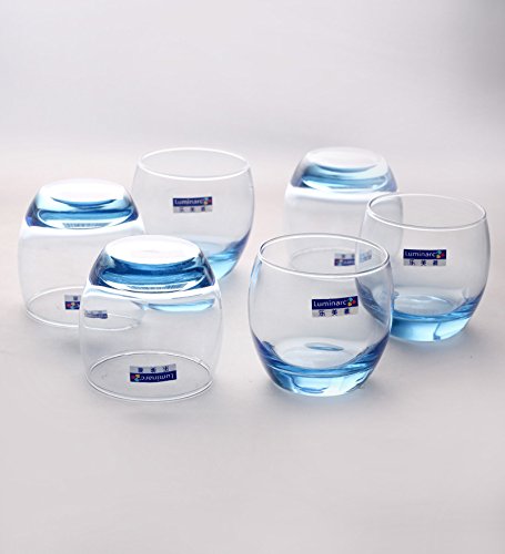 Paquete de 6 vasos de agua para cócteles, batidos o bebidas de 32 cl de Arcoroc, modelo Salto Ice Blue (vaso bajo).