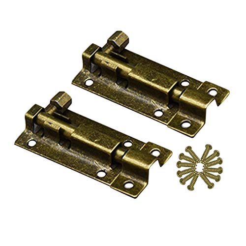 POHOVE 2 Piezas Cerrojo Deslizante Pestillo, Multiuso Mini Pernos de Puerta Cierres, Acero Inoxidable Seguridad Puerta Corredizo Cierre Pestillo Macizo Fácil de Instalar - Bronce, 2 Inch