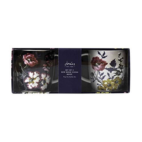 Portico Designs Juego de 2 Tazas de Porcelana con diseño Floral de Joules – Presentado en Elegante Caja de Regalo