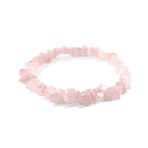 Pulseras Chip de Cuarzo Rosa Minerales y Cristales, Belleza energética, Meditacion, Amuletos Espirituales