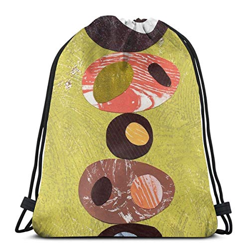 Qian Mu888 - Mochila con cordón, color naranja, verde lima, negro, blanco, retro, Eames Era Art, ligero, gimnasio, viaje, yoga, bolsa de hombro para senderismo, natación, playa