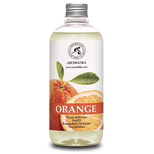 Recambio de Difusor de Caña Naranja 500ml - Difusor de Fragancia de Habitación - Mejor para Aromaterapia - Spa - Hogar - Cocina - Baño - Oficina - Fintess - Club - Restaurante - Boutique