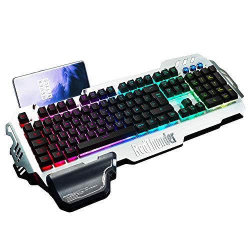 RedThunder Teclado Semimecánico Gaming, Retroiluminación RGB, Teclado Gaming PS4 con Cable USB, Teclado para PC/Laptop / PS4 / Xbox One (Teclados Español)