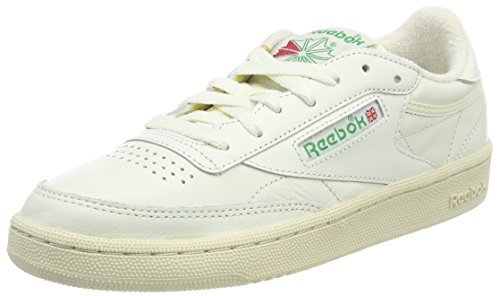 Reebok Club C 85, Zapatillas de Gimnasia Mujer, Beige (Chalk/Glen Green/Paperwhite/Excellent Red Chalk/Glen Green/Paperwhite/Excellent Red), 38 EU