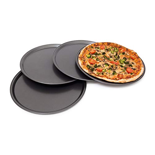 Relaxdays - Bandejas para Pizza, Material: Acero Carbono, Tamaño : 33 x 33 x 1 cm, 0.3 Kg