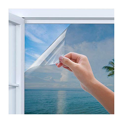 Rhodesy Vinilo Ventana Plata Protector, Película Adhesiva Unidireccional Reflectante para Ventana, Control de Calor Anti UV Bloqueador Solar, Protección de Privacidad 23.6 x78.7 Inch