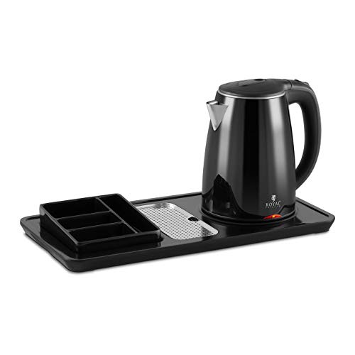 Royal Catering Hervidor de Agua Estación para Té y Café RC-HKS01 (Capacidad: 1,2 L, Potencia 1550 W, Bandeja con 4 compartimentos, Sin cable)