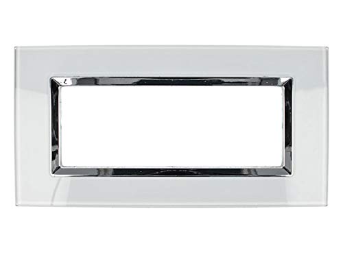 SANDASDON - Placa Vitra 4M 7M para caja 504 507 compatible con Vimar Plana, material plexiglás brillante efecto cristal (7 m para 7 módulos, blanco)